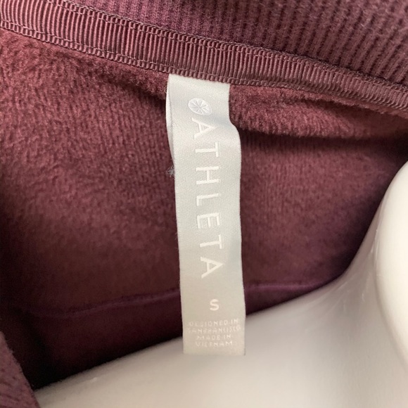 Athleta Burgundy Mock Neck Knit Sweater half zip - Picture 3 of 6